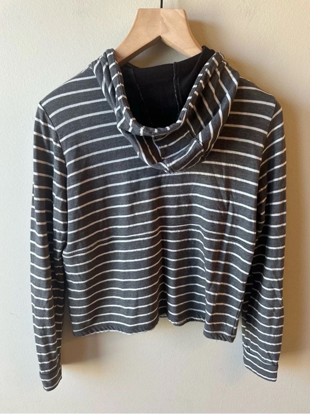 Striped Cowl Neck Sweater - Charcoal & White